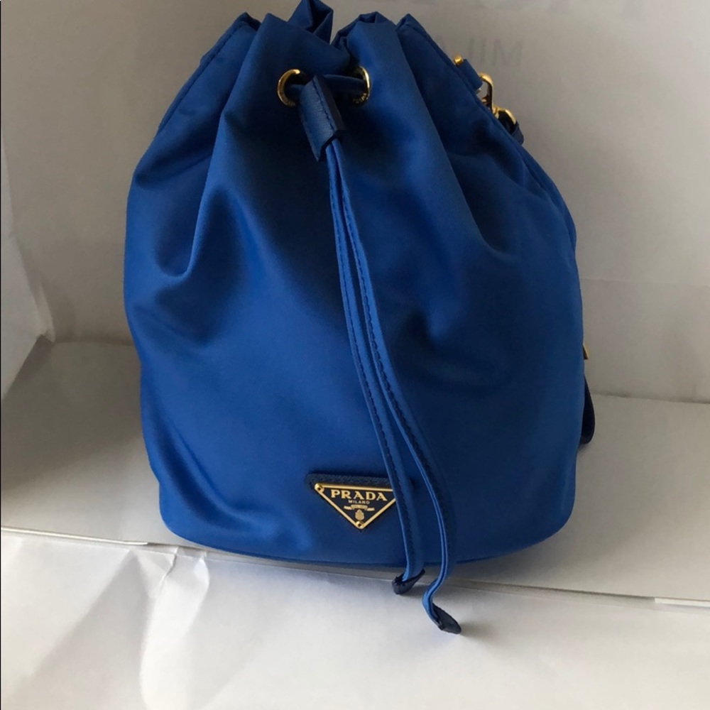 Prada nylon drawstring wristlet pouch